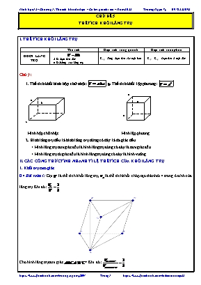 Bài tập Hình học 12 - Chương 1 Thể tích khối đa diện - Chủ đề 5 Thể tích khối lăng trụ - Có lời giải chi tiết năm 2022